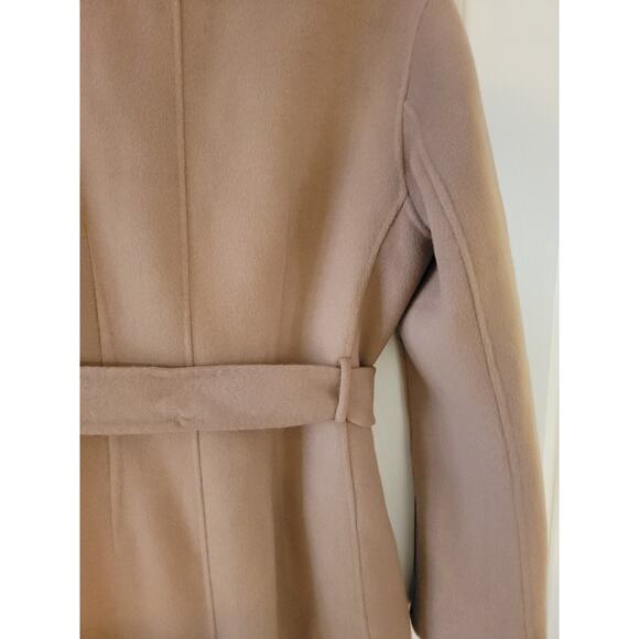 MANGO Coat Womens SZ M Camel Brown WOOL Blend Belted Handmade Overcoat Trench - Picture 11 of 13